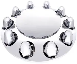 United Pacific 10347 Axle Hub Cover, Front, Chrome, with Dome Cap and 1-1/2" Nut