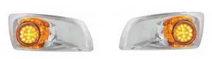 United Pacific Kenworth T660 Front Bumper Amber LED Auxiliary Lights/Chrome Beze