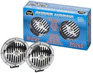 Wolo 306-2T Electric Horn Super Horn- Two (2) 6" Disc Horns Extra Loud, Chrome Grill, Two (2) Terminal 12-Volt