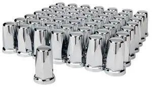 United Pacific 10059Cb - Wheel Lug Nut Cover Set - 33Mm X 3.25" Chrome Plastic Tall Classic Nut Cover - Push-On (60 Pack