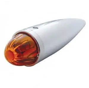 United Pacific 30535 Chrome Die Cast Torpedo Cab Light w/Watermelon Glass Lens & 1156 Bulb - Dark Amber