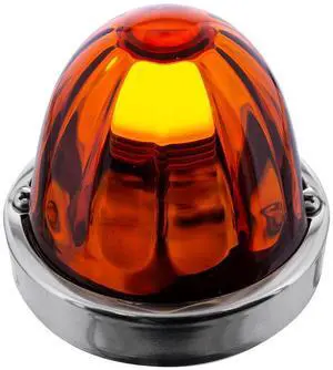 United Pacific 20479 Dual Function Glass Watermelon Marker Light Flush Mount Kit w/LED Bulb, Easy Wiring  Dark Amber Lens/Amber Bulb  ONE Unit