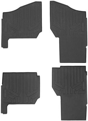SMARTLINER Floor Mats 2 Row Liner Set Black Compatible With 2018-2021 Ploaris Ranger Crew XP 1000 (Only Fits 6 Passenger Models)