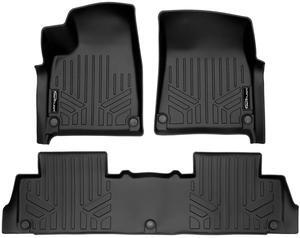 SMARTLINER All Weather Custom Fit Black 2 Row Floor Mat Liner Set Compatible With 2022-2024 Rivian R1S SUV (Only Fits 7 Passenger Models)