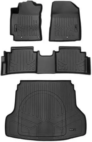 SMARTLINER All Weather Protection Custom Fit Black 2 Row Floor Mats and Cargo Liner Set Behind the 2nd Row Compatible With 2019-2024 Kia Forte (Fits Cargo with 60/40 Folding Seats)