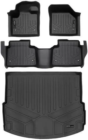 SMARTLINER All Weather Protection Custom Fit Black 2 Row Floor Mats and Cargo Liner Set Compatible With 2020-2023 Land Rover Discovery Sport (Only Fits 5 Passenger Models)
