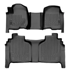 SMARTLINER Floor Mats 2 Row Liner Set Black Compatible With 19-21 Silverado/Sierra 1500 20-22 2500/3500 Crew Cab with 1st Row Bench Seat SMARTLINER Floor Mats 2 Row Liner Set Black Compatible With 19-21 Silverado/Sierra 1500 20-22 2500/3500 Crew Cab with 1st Row Bench Seat