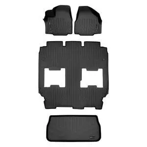 SMARTLINER Floor Mats 3 Rows and Cargo Liner Behind 3rd Row Set Black Compatible With 2017-2024 Chrysler Pacifica Hybrid Model Only SMARTLINER Floor Mats 3 Rows and Cargo Liner Behind 3rd Row Set Black Compatible With 2017-2024 Chrysler Pacifica Hybrid Model Only