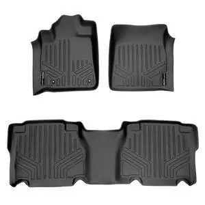 SMARTLINER Custom Fit Floor Mats 2 Row Liner Set Black Compatible With 2007-2011 Toyota Tundra CrewMax Cab SMARTLINER Custom Fit Floor Mats 2 Row Liner Set Black Compatible With 2007-2011 Toyota Tundra CrewMax Cab