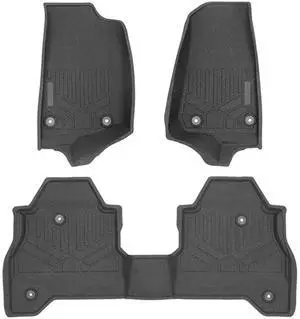 SMARTLINER Custom Fit Rubber Floor Mats 2nd Row Liner Black Compatible With 2020-2023 Jeep Gladiator (Only Fits With 2nd Row Lockable Underseat Storage Toolbox)