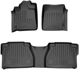 SMARTLINER Custom Fit Floor Mats 2 Row Liner Set Black Compatible With 2007-2011 Toyota Tundra Double Cab SMARTLINER Custom Fit Floor Mats 2 Row Liner Set Black Compatible With 2007-2011 Toyota Tundra Double Cab