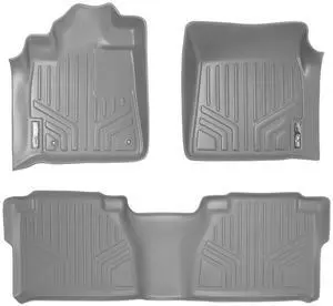 SMARTLINER Custom Fit Floor Mats 2 Row Liner Set Grey Compatible With 2007-2011 Toyota Tundra Double Cab SMARTLINER Custom Fit Floor Mats 2 Row Liner Set Grey Compatible With 2007-2011 Toyota Tundra Double Cab