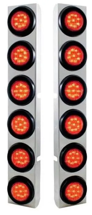 United Pacific 37343 Air Cleaner Light Bar, Rear, Stainless Steel, with Bracket, Clearance/Marker Light, Red LED and Lens, with Rubber Grommets, 9 LED Per Light, for Peterbilt Trucks United Pacific 37343 Air Cleaner Light Bar, Rear, Stainless Steel, with Bracket, Clearance/Marker Light, Red LED and Lens, with Rubber Grommets, 9 LED Per Light, for Peterbilt Trucks