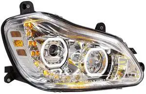 United Pacific 35742 Headlight Assembly, LED, RH, Chrome Housing, High/Low Beam, with 9 LED Amber Signal (Sequential), 100 LED White DRL, 6 LED Side Marker United Pacific 35742 Headlight Assembly, LED, RH, Chrome Housing, High/Low Beam, with 9 LED Amber Signal (Sequential), 100 LED White DRL, 6 LED Side Marker