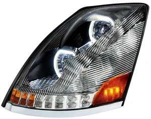 United Pacific 35749 Headlight Assembly, LED, LH, Chrome Housing, High/Low Beam, with 18 LED Amber Signal (Sequential), 100 LED White DRL, 6 LED Side Marker United Pacific 35749 Headlight Assembly, LED, LH, Chrome Housing, High/Low Beam, with 18 LED Amber Signal (Sequential), 100 LED White DRL, 6 LED Side Marker