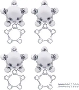 United Pacific Chrome 5 on 4-1/2" Vintage Spider Wheel Hub Cover (4/Set) C8057