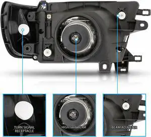 CG TOYOTA 4 RUNNER 99-02 HEADLIGHT BLACK WITH C.L AMBER 02-AZ-T496-SET-B-A PAIR