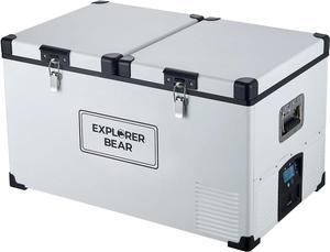 Explorer Bear EX75DW/75DW 79.3QT/75L 12/24V Portable Dual Zone Electric Cooler - White