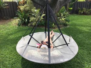 Flowerhouse Flying Saucer Hanging Chair with Net, Silver FHFSSVR