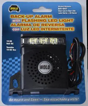 Wolo BA-697 97 Decibel Back-Up Alarm with single flash 1 Watt LEDS IP67 12-36V. 1.25 AMPS