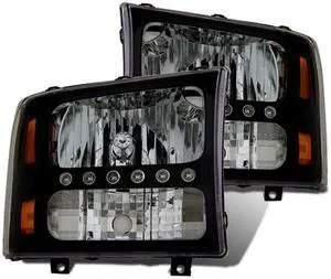 CG FORD EXCURSION 00-04 / SUPER DUTY 99-04 L.E.D HEADLIGHT BLACK 1 PCS AMBER 02-AZ-FC99-B-1-A PAIR