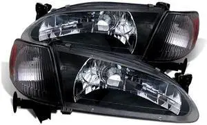 CG TOYOTA COROLLA 98-00 CRYSTAL HEADLIGHT BLACK AMBER WITH CORNER LIGHT 02-AZ-TO98-SET-B-A PAIR