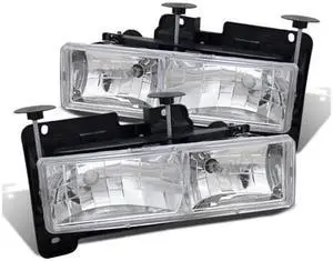 CG CHEVY FULLSIZE 88-98 CRYSTAL HEADLIGHT CLEAR W/ BULB 02-AZ-CF88-C PAIR
