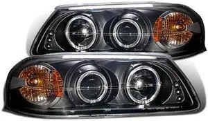CG CHEVY IMPALA 00-05 PROJECTOR HEADLIGHT HALO BLACK CLEAR AMBER 02-AZ-CI00-PBC-R-A PAIR