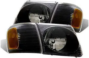 CG FORD EXPLORER SPORT TRAC 01-05 CRYSTAL HEADLIGHT WITH C.L BLACK AMBER 02-AZ-FXST01-SET-B-A PAIR