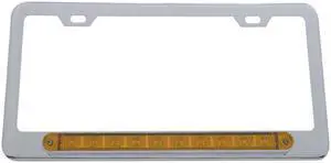 United Pacific Industries 10 LED Light Bar License Frame - Amber LED/Amber Lens License Plate 39755