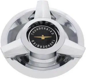 United Pacific Industries 1962-63 Ford Thunderbird Chrome Wire Wheel Hubcap With Black Center Emblem Wheel Accessory F626301