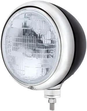 United Pacific Industries Black "Guide" Style Hot Rod Headlight w/ No Turn Signal - Sealed Beam Bulb Headlight 32692