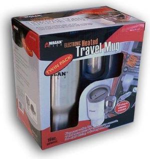 WAGAN 2227-1 Silver Ceramic Heated Travel Mug (2 Pack)