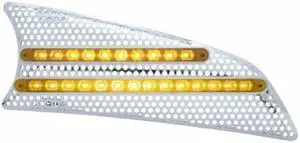 United Pacific Cr. Pl. 07+ Kw T660 Passenger Side Air Intake W/ 10 Amber LED 9" & 14 Amber LED 12" Lt Bar - Amber Lens 41534
