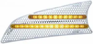 United Pacific Cr. Pl. 2007+ Kw T660 Driver Side Air Intake W/ 10 Amber LED 9" & 14 Amber LED 12" Light Bar - Amber Lens 41530