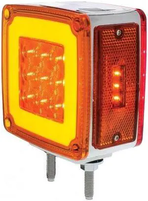 United Pacific 28+3 Amber /28 Red LED Double Stud Square Double Face "Glo" Signal Light - Driver 37124