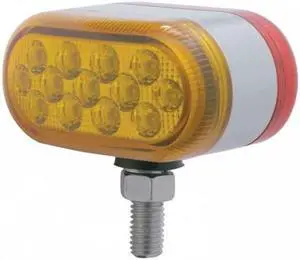 United Pacific Chrome Plastic Double Face 13 Amber/Red LED Dual Function Reflector Light - Amber/Red Lens 39729