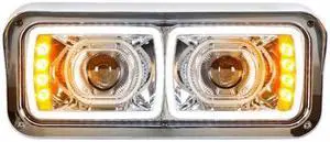 United Pacific Universal 4" X 6" Modular Chrome LED Projection Headlight With LED Turn Signal & LED Pistion Light Bar - Driver 31154