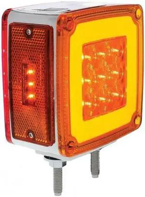 United Pacific 28+3 Amber /28 Red LED Double Stud Square Double Face "Glo" Signal Light - Passenger 37125