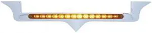 United Pacific Chrome Plastic Kenworth Hood Emblem Housing W/ 14 Amber LED 12" Light Bar - Amber Lens 39878