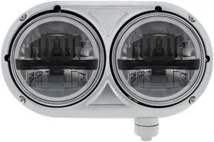 United Pacific Stainless Dual Black Headlight With 8 High Power LED Bulb For Peterbilt 359 - Passenger 32786