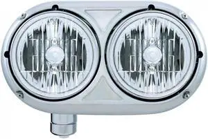 United Pacific 304 Stainless Steel Peterbilt 359 Crystal Halogen Dual Headlight - Driver 32194