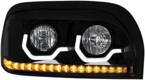 United Pacific "Blackout" Century Headlight With LED Turn Signal & LED Position Light Bar - Passenger 31206
