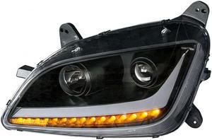 United Pacific "Blackout" Projection Headlight With LED Position Light & LED Turn Signal For 2011+ Peterbilt 579/587 - Driver 35814