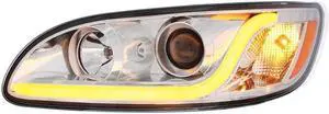 United Pacific Chrome Peterbilt 382/384/386/387 Projection Headlight With Dual Function LED Position Light Bar - Driver 31252