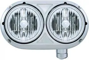 United Pacific 304 Stainless Steel Peterbilt 359 Crystal Halogen Dual Headlight - Passenger 32186