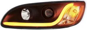 United Pacific "Blackout" Peterbilt 382/384/386/387 Projection Headlight With Dual Function LED Position Light Bar - Driver 31239