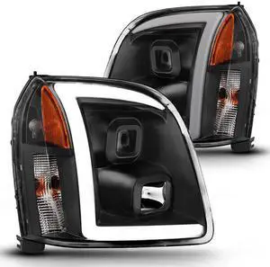 CG Headlights Gmc Yukon/Yukon Xl/Denali/Xl Denal 07-10 Pro H.L Halo Plank Style Black Amber 02-AZ-CD07-PBC-P-A Set