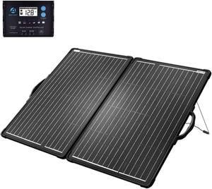 ACOPOWER 120W Mono Lightweight Portable Solar Panel Kit 2Pcs 60W Solar Suitcase, Waterproof 20A 12V/24V LCD Charge Controller for Both 12V Battery and Generator (New Launched)
