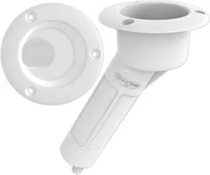 Mate Series Plastic 30° Rod & Cup Holder - Drain - Round Top - White